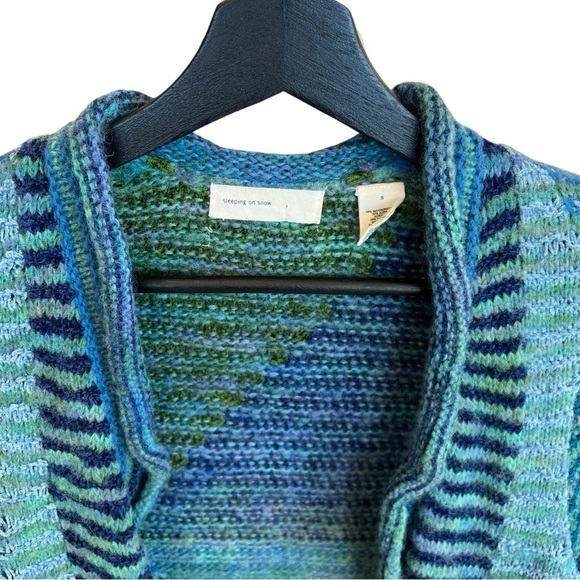 Sleeping on Snow Anthropologie Geo Knit Longline Cardigan Blue Multi Small Wool - Picture 3 of 7